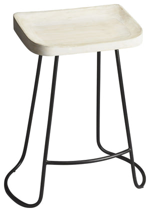 Homeroots 21" Off White And Black Manufactured Wood And Iron Backless Counter Height Bar Chair   389036