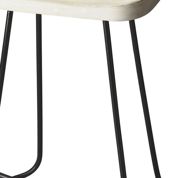 Homeroots 21" Off White And Black Manufactured Wood And Iron Backless Counter Height Bar Chair   389036