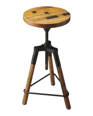 Homeroots Brown And Black Manufactured Wood And Iron Backless Counter Height Swivel Bar Chair   389039