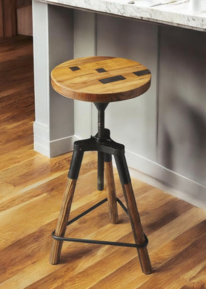 HomeRoots Brown Backless Swivel Counter Height Bar Chair - Stylish Industrial Design for Modern Spaces 389039