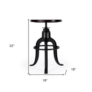 Homeroots 28" Brown And Black Manufactured Wood And Iron Backless Swivel Bar Chair  Iron 389040