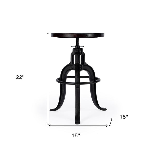 Homeroots 28" Brown And Black Manufactured Wood And Iron Backless Swivel Bar Chair  Iron 389040