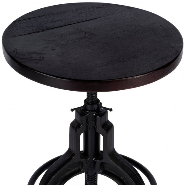 Homeroots 28" Brown And Black Manufactured Wood And Iron Backless Swivel Bar Chair  Iron 389040