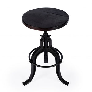 Homeroots 28" Brown And Black Manufactured Wood And Iron Backless Swivel Bar Chair  Iron 389040