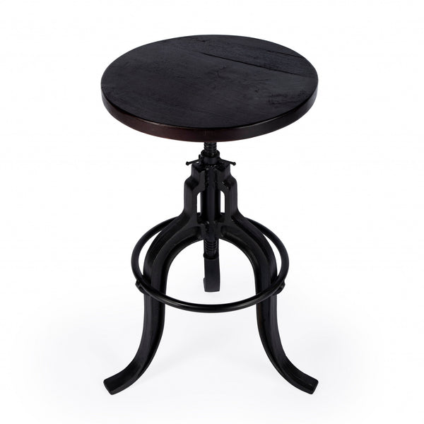 Homeroots 28" Brown And Black Manufactured Wood And Iron Backless Swivel Bar Chair  Iron 389040