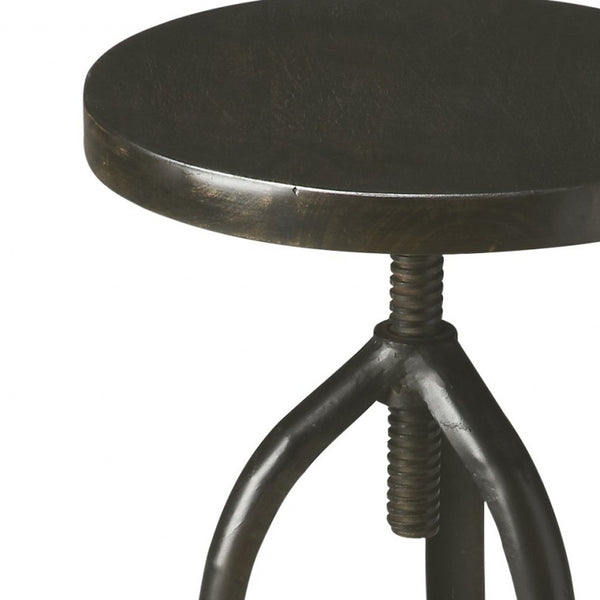 Homeroots Black Solid Wood And Iron Backless Adjustable Height Bar Chair   389045