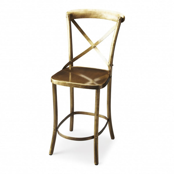 Homeroots 24" Gold Iron Bar Chair   389046