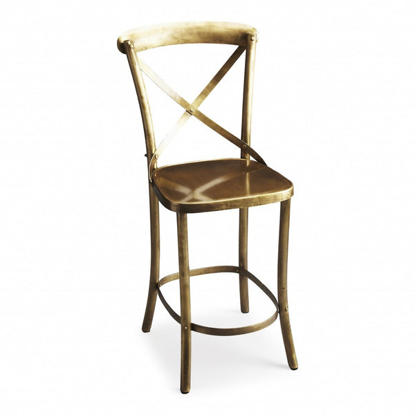 Homeroots 24" Gold Iron Bar Chair   389046