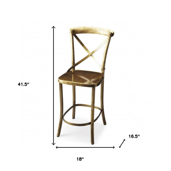 Homeroots 24" Gold Iron Bar Chair   389046