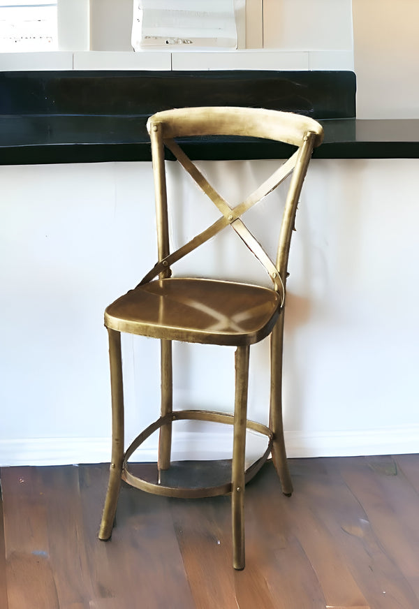 Homeroots 24" Gold Iron Bar Chair   389046