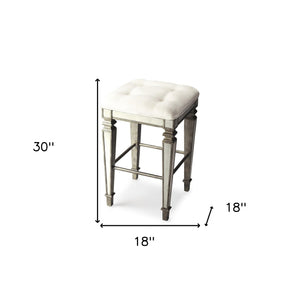 Homeroots 30" White And Silver Solid And Manufactured Wood Backless Counter Height Bar Chair  Wood 389047