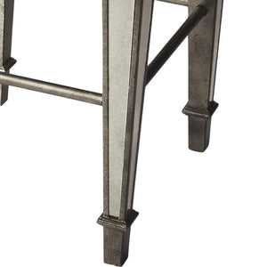 HomeRoots 30" Sleek Backless Counter Height Bar Chair with White Upholstered Seat & Silver Wood Base Elegance 389047