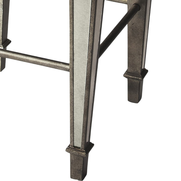 HomeRoots 30" Sleek Backless Counter Height Bar Chair with White Upholstered Seat & Silver Wood Base Elegance 389047