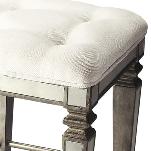 HomeRoots 30" Sleek Backless Counter Height Bar Chair with White Upholstered Seat & Silver Wood Base Elegance 389047