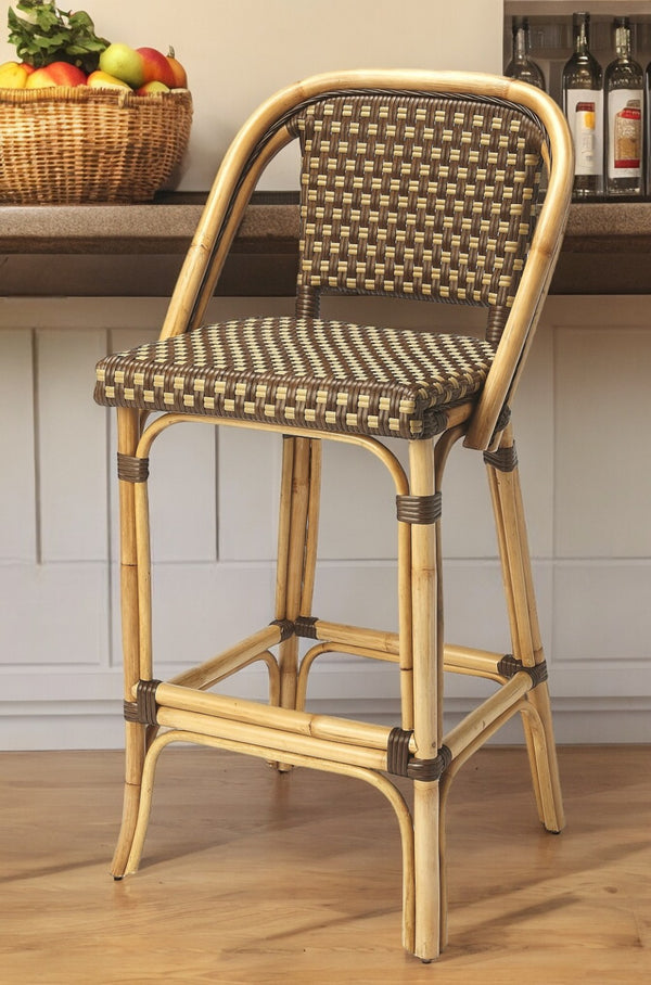 Homeroots 28" Brown Rattan Counter Height Bar Chair   389049