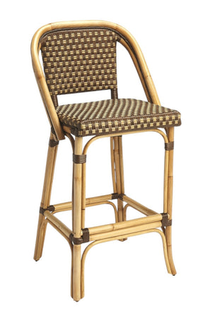 HomeRoots 28" Brown Rattan Bar Chair - Stylish Full-Back Seating for Kitchen Islands & Counter Areas, Durable Design 389049