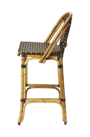 HomeRoots 28" Brown Rattan Bar Chair - Stylish Full-Back Seating for Kitchen Islands & Counter Areas, Durable Design 389049
