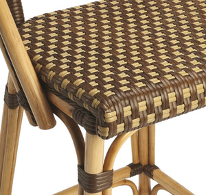 HomeRoots 28" Brown Rattan Bar Chair - Stylish Full-Back Seating for Kitchen Islands & Counter Areas, Durable Design 389049