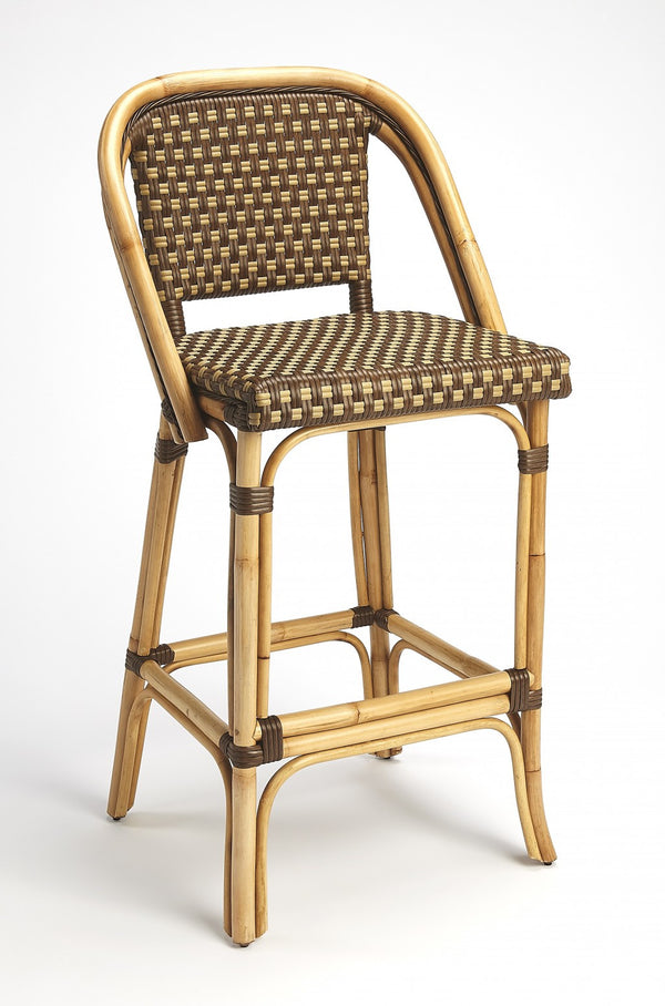 Homeroots 28" Brown Rattan Counter Height Bar Chair   389049