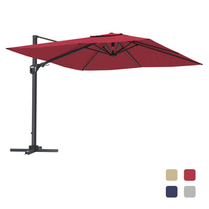 English Elm 11Ft Square Cantilever Patio Umbrella In Vibrant Red - Easy Operation, Upf50+ Protection, Versatile Shade T3609P347435