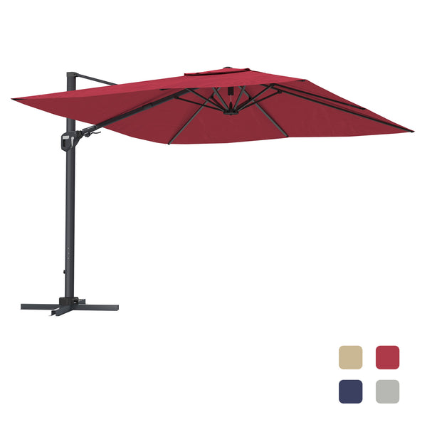 English Elm 11Ft Square Cantilever Patio Umbrella In Vibrant Red - Easy Operation, Upf50+ Protection, Versatile Shade T3609P347435