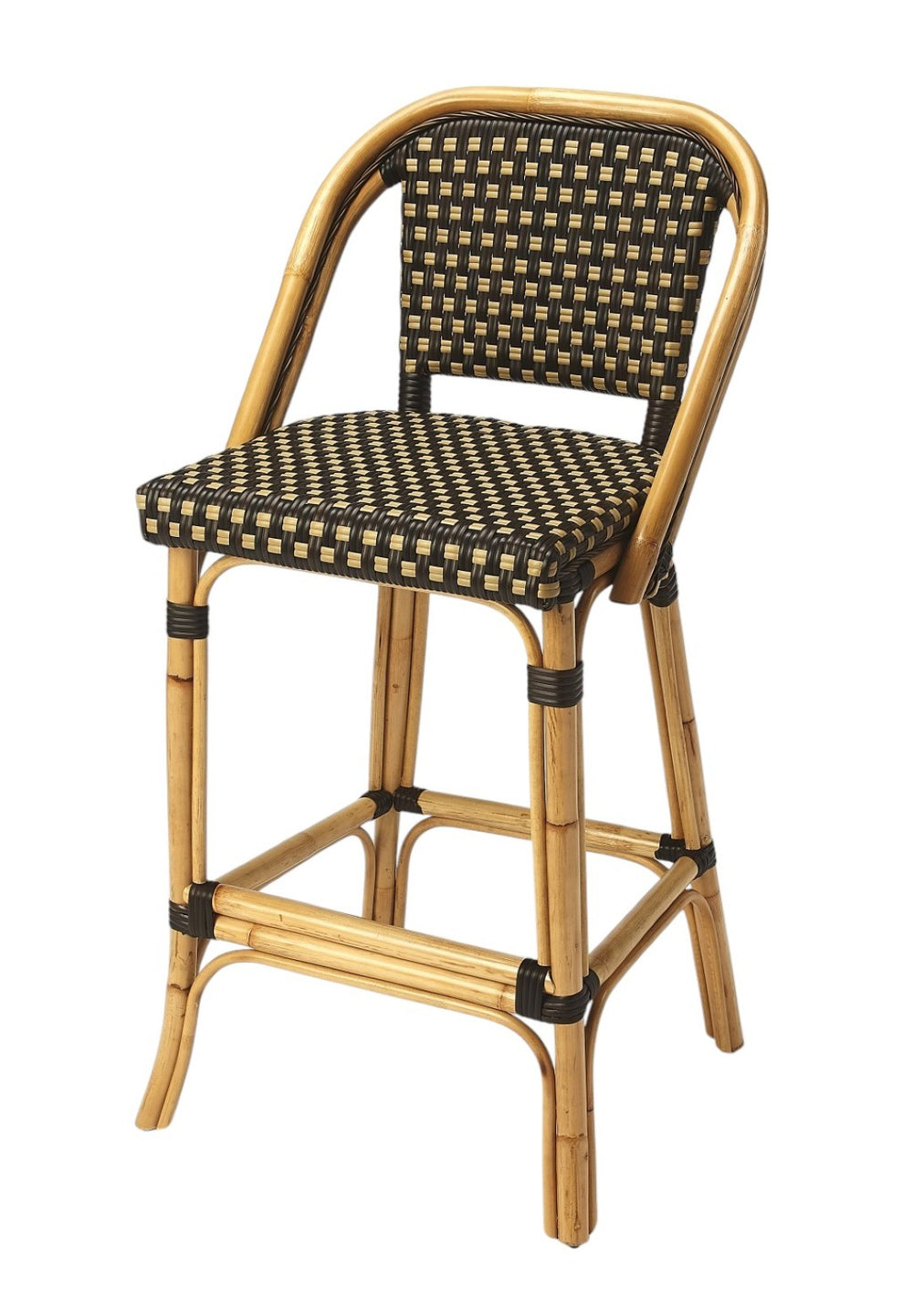 HomeRoots 26" Brown and Natural Rattan Bar Chair – Coastal-Inspired Design with Comfort & Durability for Your Space 389050