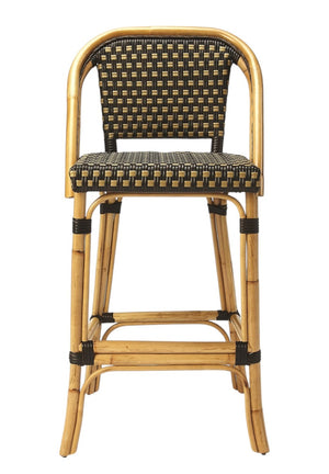 HomeRoots 26" Brown and Natural Rattan Bar Chair – Coastal-Inspired Design with Comfort & Durability for Your Space 389050