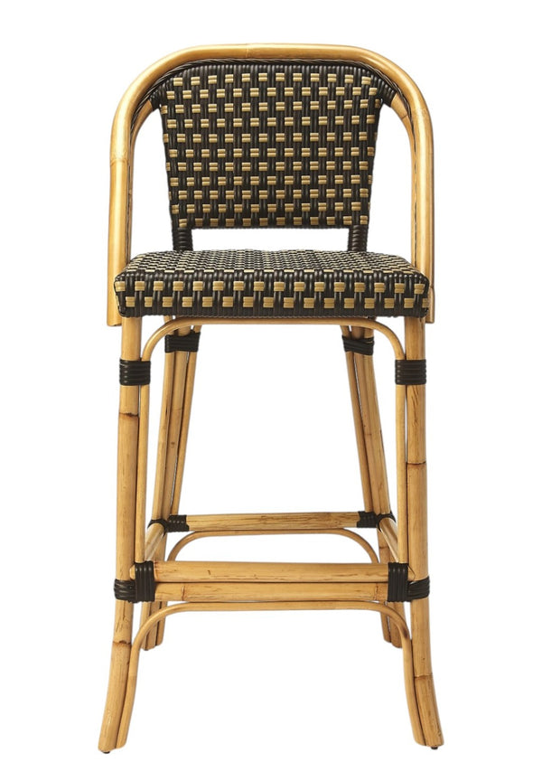 HomeRoots 26" Brown and Natural Rattan Bar Chair – Coastal-Inspired Design with Comfort & Durability for Your Space 389050