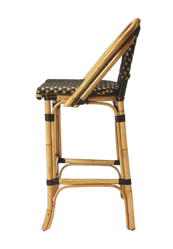 HomeRoots 26" Brown and Natural Rattan Bar Chair – Coastal-Inspired Design with Comfort & Durability for Your Space 389050