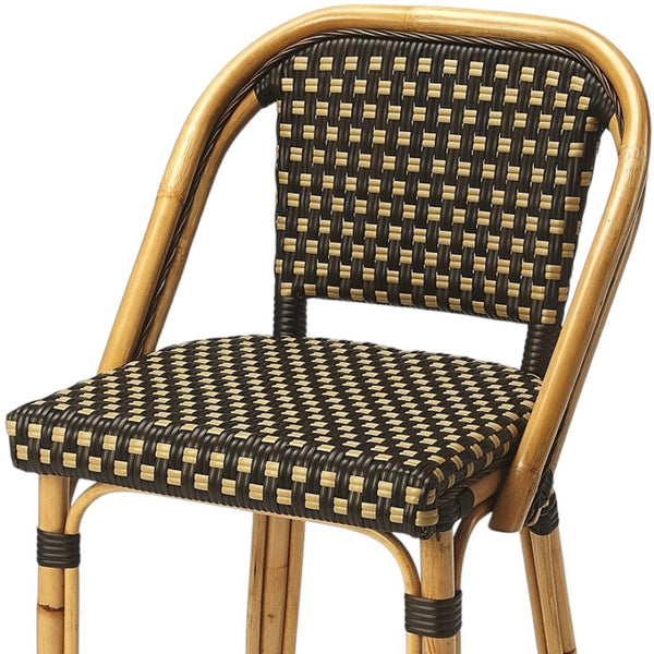 HomeRoots 26" Brown and Natural Rattan Bar Chair – Coastal-Inspired Design with Comfort & Durability for Your Space 389050