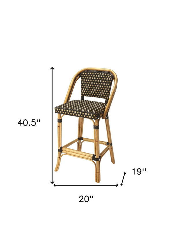 HomeRoots 26" Brown and Natural Rattan Bar Chair – Coastal-Inspired Design with Comfort & Durability for Your Space 389050