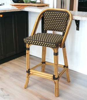 Homeroots 26" Brown And Natural Rattan Counter Height Bar Chair   389050