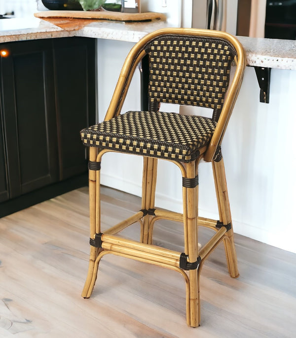 Homeroots 26" Brown And Natural Rattan Counter Height Bar Chair   389050