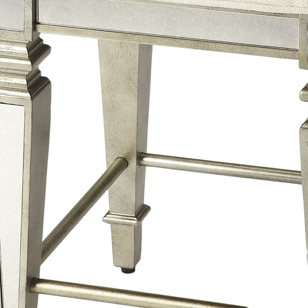 HomeRoots 30" Modern Farmhouse Backless Counter Height Bar Stool with Gray Wood Frame & White Upholstery 389051