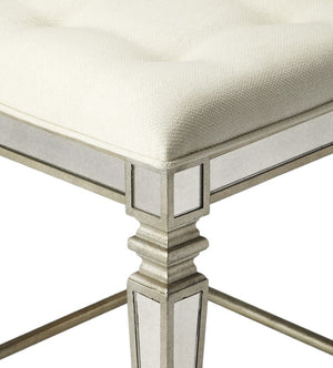 HomeRoots 30" Modern Farmhouse Backless Counter Height Bar Stool with Gray Wood Frame & White Upholstery 389051