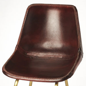 Homeroots 26" Brown And Gold Leather And Iron Bar Chair  Iron 389052