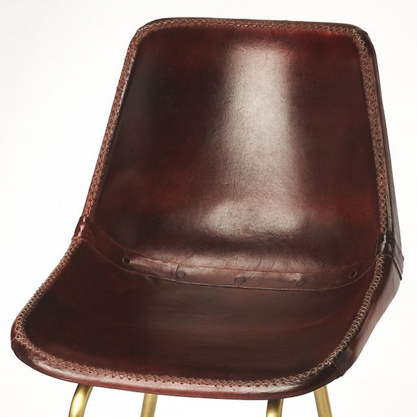 Homeroots 26" Brown And Gold Leather And Iron Bar Chair  Iron 389052
