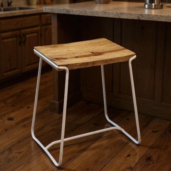 HomeRoots 22" Brown Iron Backless Bar Chair - Modern, Space-Saving Design for Kitchen & Bar with Crisp Finish 389055