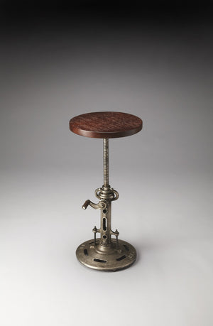 Homeroots 27" Brown And Silver Iron Swivel Counter Height Bar Chair   389059