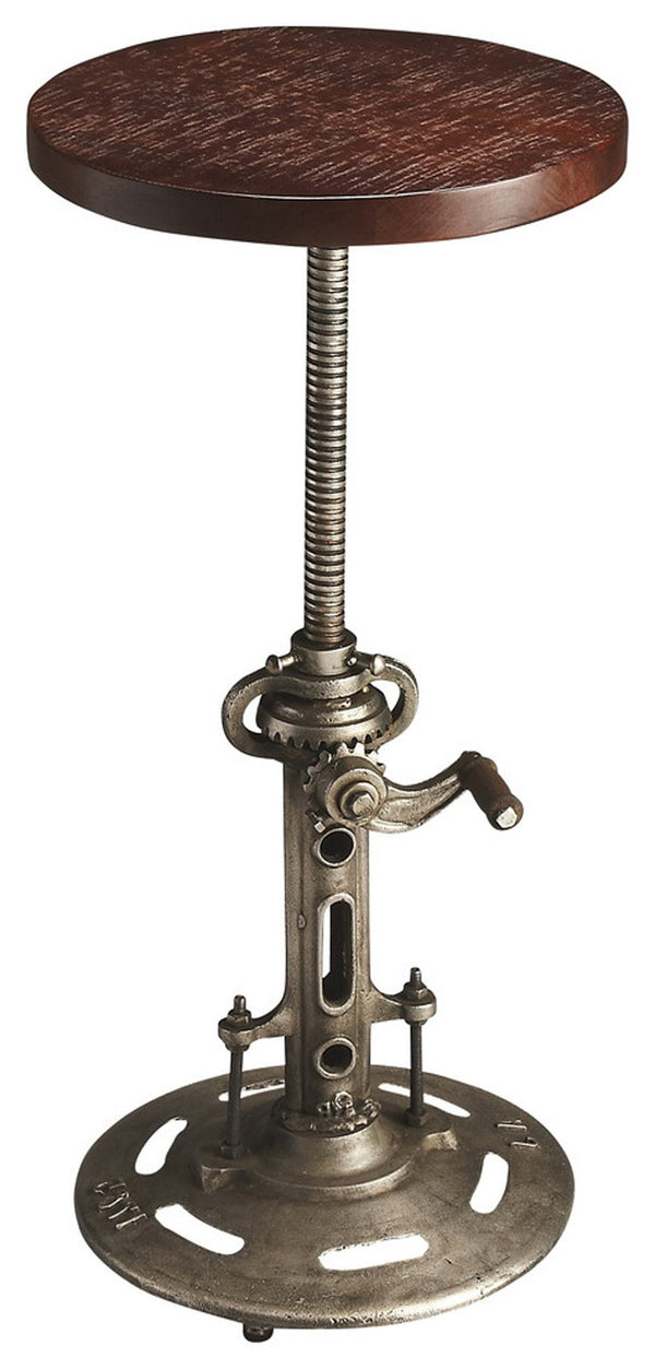 Homeroots 27" Brown And Silver Iron Swivel Counter Height Bar Chair   389059