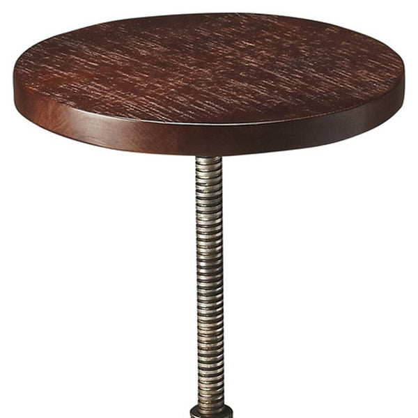 Homeroots 27" Brown And Silver Iron Swivel Counter Height Bar Chair   389059