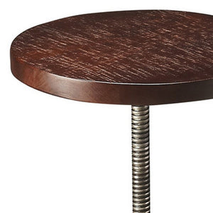 Homeroots 27" Brown And Silver Iron Swivel Counter Height Bar Chair   389059