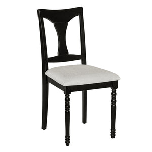 English Elm 7-Piece Extendable Dining Set with Removable Leaf and 6 Upholstered Chairs, Solid Rubberwood Legs, Seats 6 Black+Brown N752S000030B