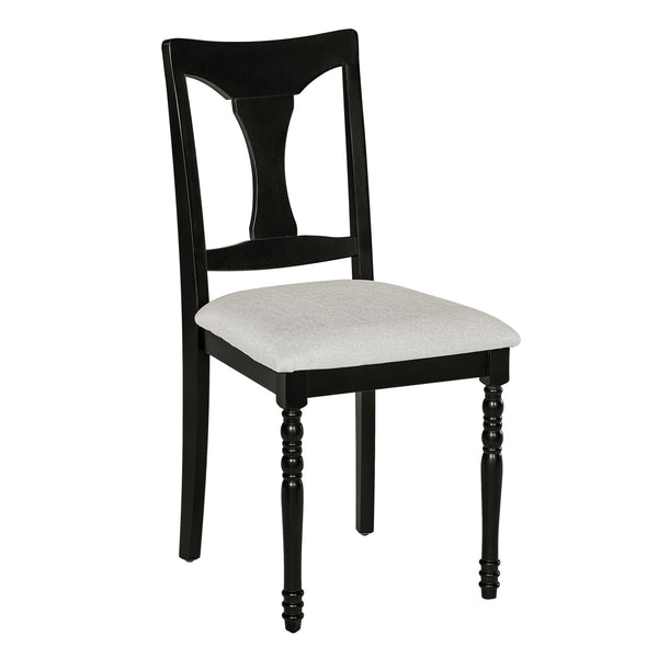 English Elm 7-Piece Extendable Dining Set with Removable Leaf and 6 Upholstered Chairs, Solid Rubberwood Legs, Seats 6 Black+Brown N752S000030B