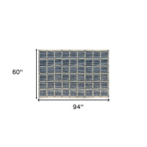 Homeroots 5' X 8' Blue And Gray Area Rug  Cotton Blend 389075