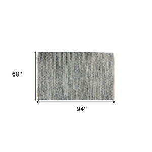 Homeroots 5' X 8' Blue And Gray Area Rug  Cotton Blend 389076