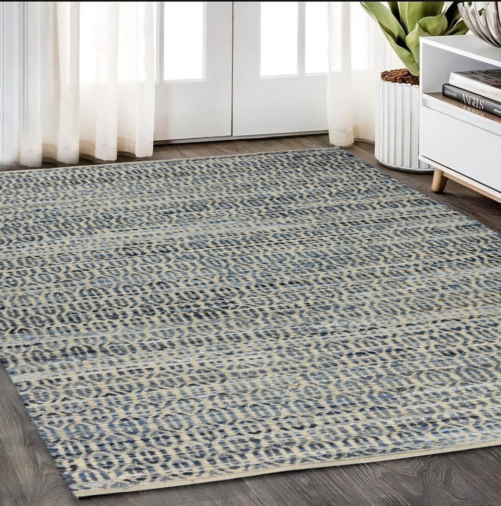 Homeroots 5' X 8' Blue And Gray Area Rug  Cotton Blend 389076