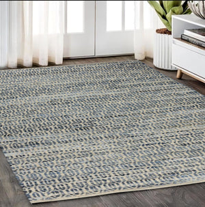 Homeroots 5' X 8' Blue And Gray Area Rug  Cotton Blend 389076