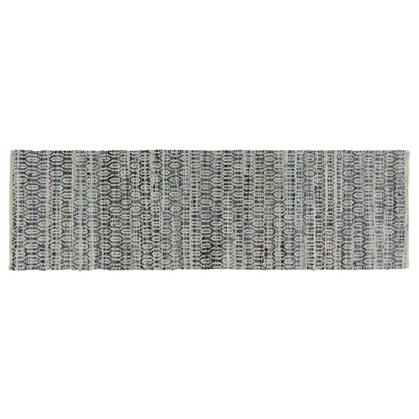 Homeroots 8' Blue And Gray Runner Rug  Denim,Chenille 389078