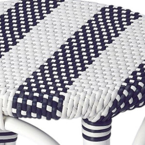 HomeRoots 24" Stylish Blue & White Rattan Backless Counter Stool – Perfect for Indoor & Outdoor Spaces! 389083